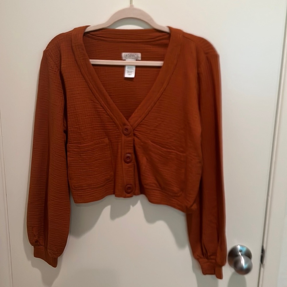 LSpace cropped balloon sleeve cardigan